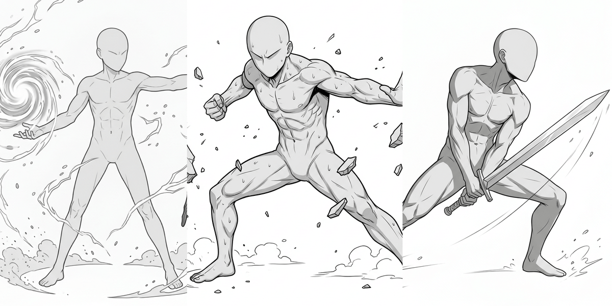 [Free Download] Male Battle Pose Collection — Free for Copainter Users, Including Commercial Use