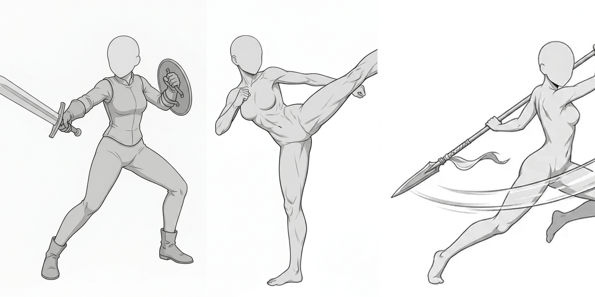 [Free Download] Female Battle Pose Collection — Free for Copainter Users, Including Commercial Use