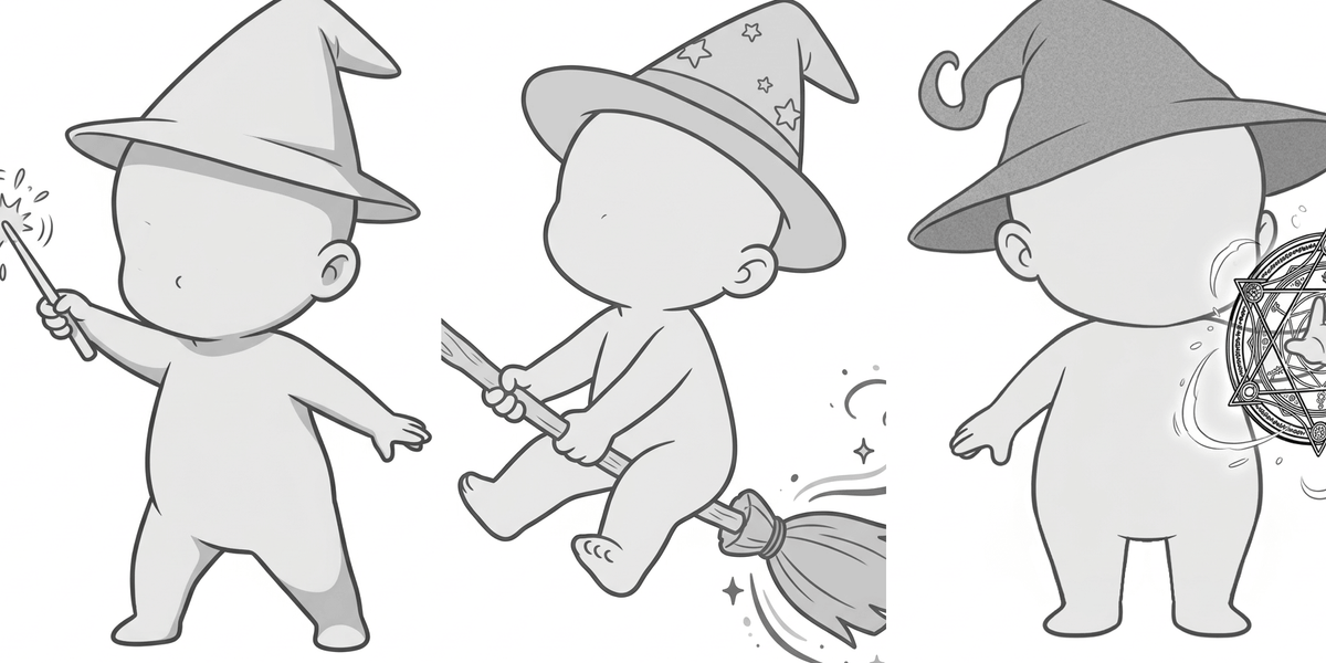 【無料配布】魔法使いのデフォルメポーズ集— copainter ユーザーは商用可・無償で利用可