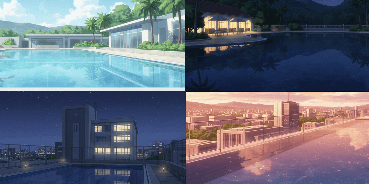 【無料配布】プールの背景イラスト/横長— copainter ユーザーは商用可・無償で利用可