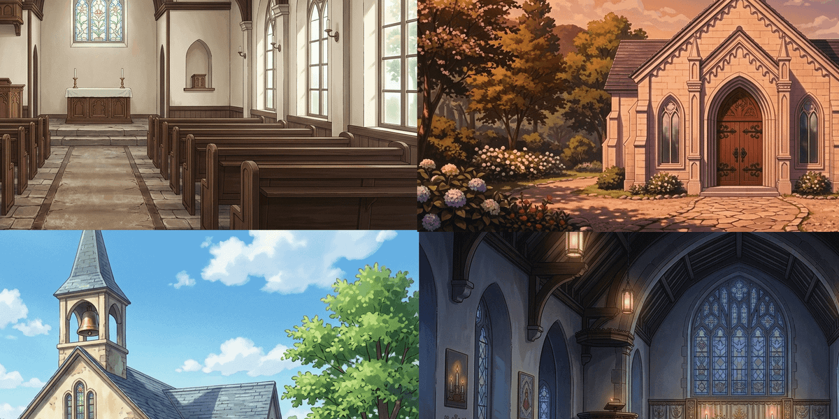 【無料配布】礼拝堂の背景イラスト/横長— copainter ユーザーは商用可・無償で利用可