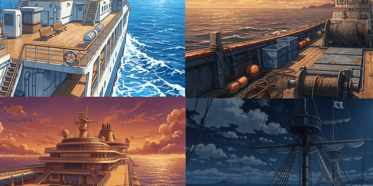 [Free Distribution] Ship Deck Background Illustration / Wide Format — copainter Users May Use Commercially and Free of Charge