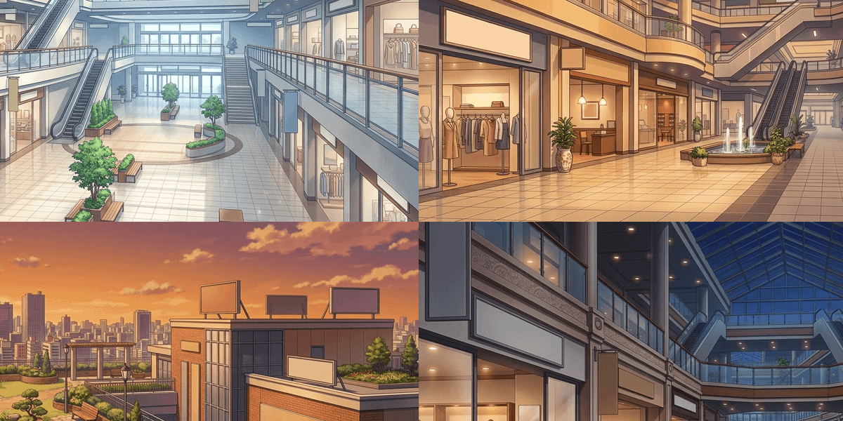 [Free Distribution] Shopping Mall Background Illustration / Wide Format — copainter Users May Use Commercially and Free of Charge