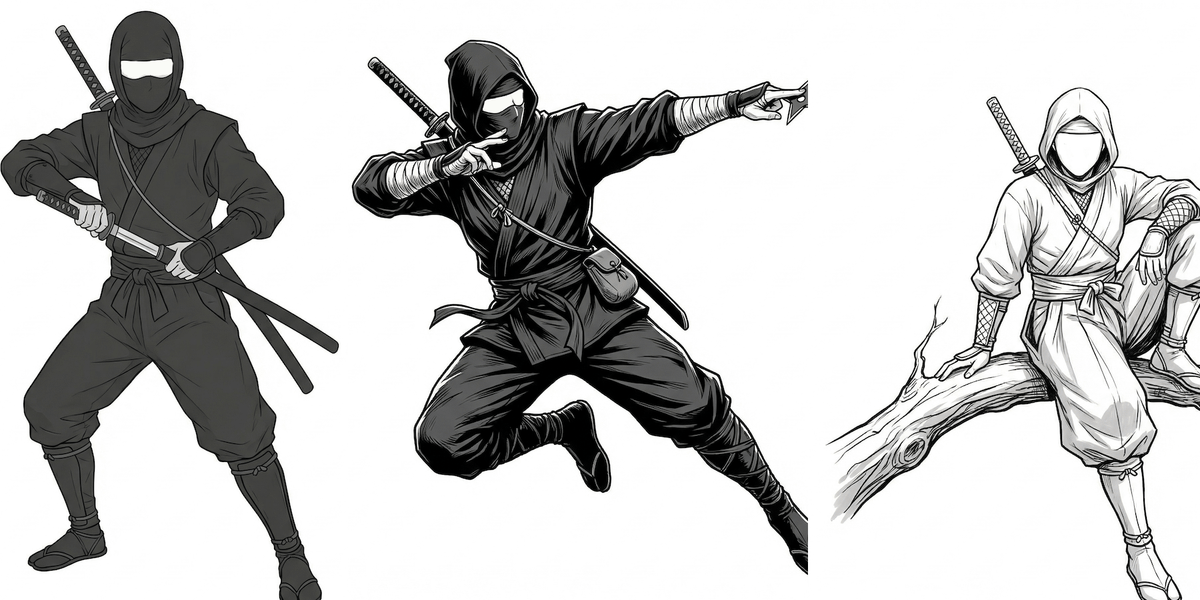 Free Male Ninja Pose Collection — Free for Commercial Use for Copainter Users