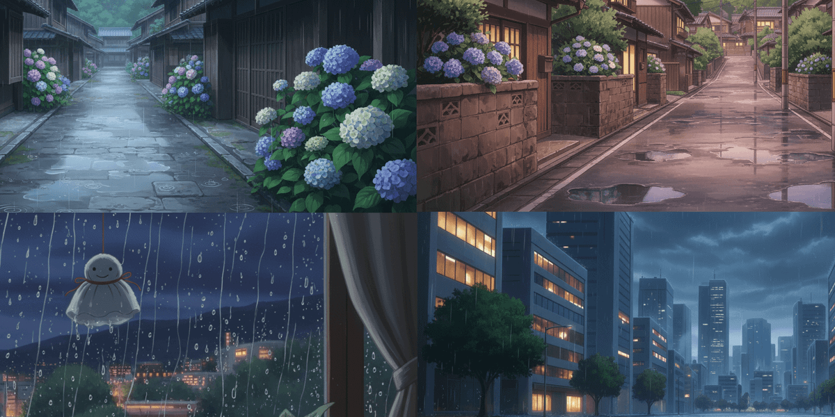【無料配布】梅雨の背景イラスト/横長— copainter ユーザーは商用可・無償で利用可