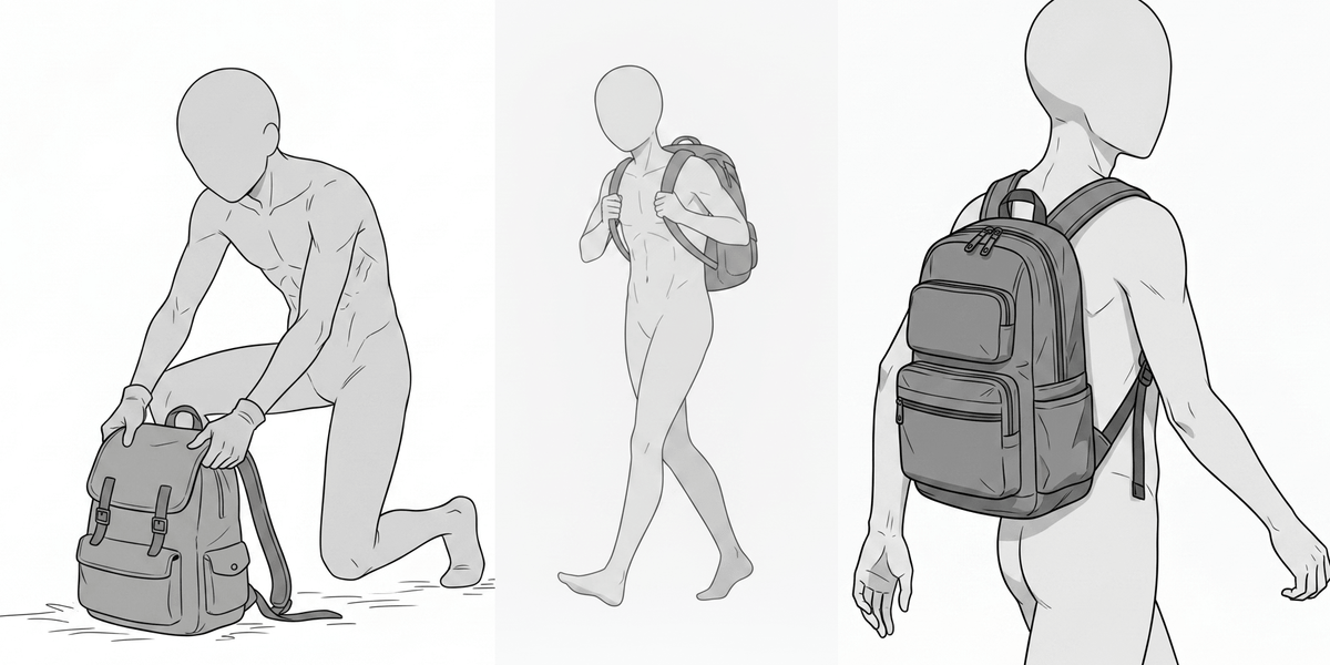 [Free Download] Men with Backpacks Pose Collection — Free for Commercial Use by copainter Users