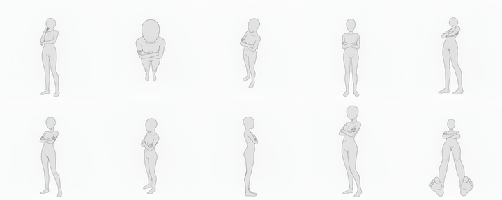 [Free Download] Female Arms-Crossed Pose Set — Free for Commercial Use by copainter Users