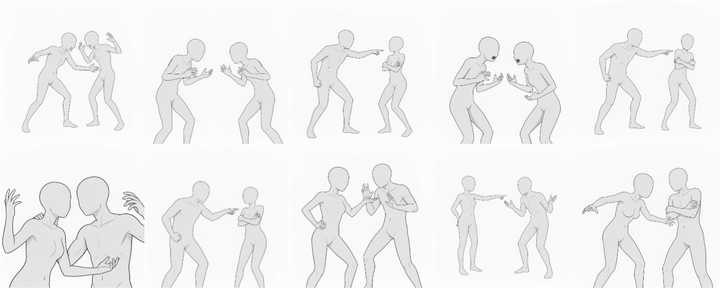 [Free Download] Male & Female Fighting Pose Set — Free for Commercial Use by copainter Users