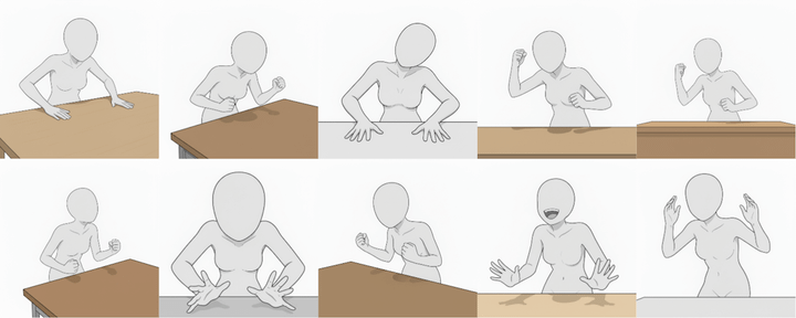 [Free Download] Female Desk Reaction Pose Set — Free for Commercial Use by copainter Users