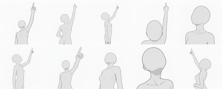 [Free Download] Female Looking Up Pose Set — Free for Commercial Use by copainter Users