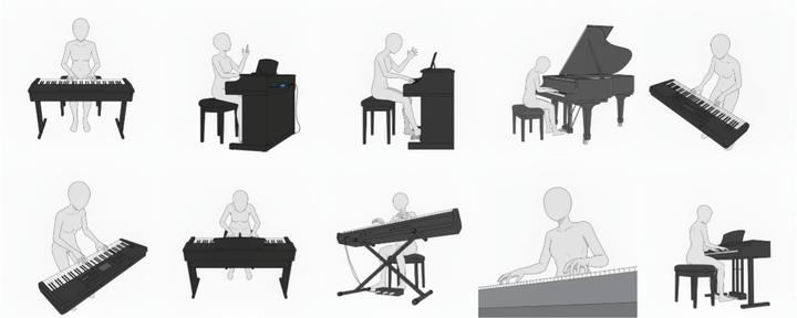 [Free Download] Woman Playing the Piano Pose Collection — copainter users may use it commercially and free of charge
