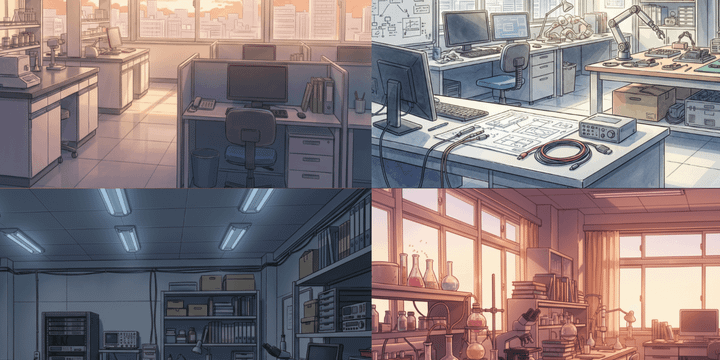 [Free Download] Laboratory Background Illustration (Landscape) — Free for Copainter users, commercial use permitted.