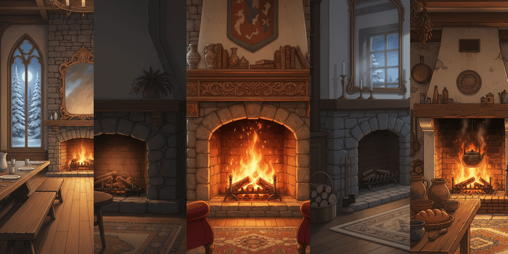 [Free Download] Fireplace Background Illustrations (Portrait) — Commercial Use Allowed (Free) for copainter Users