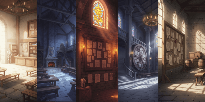[Free Download] Fantasy Guild Background Illustration (Portrait) — Free for copainter users, commercial use permitted.