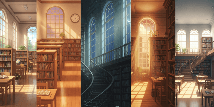 [Free Download] Library Room Background Illustration (Vertical) — Copainter (Commercial Use OK / Free to Use)