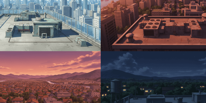 [Free Download] Rooftop Background Illustrations (Landscape) — Free for copainter Users, Commercial Use Allowed