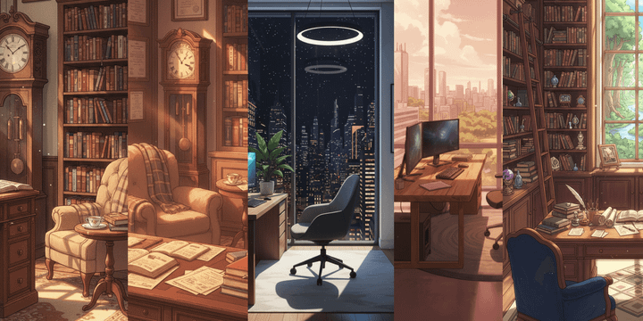 [Free Download] Study Room Background Illustrations (Portrait) — Commercial Use Allowed (Free) for copainter Users