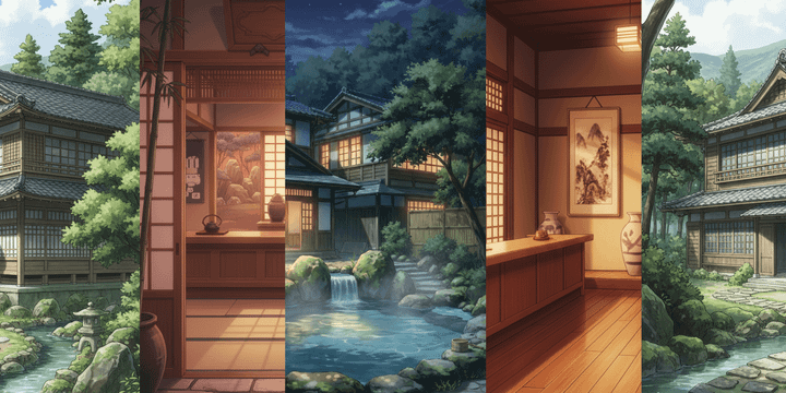 [Free Download] Japanese Ryokan Background Illustrations (Portrait) — Free for copainter Users, Commercial Use Allowed