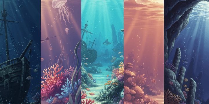 [Free Download] Underwater Background Illustrations (Portrait) — Commercial Use Allowed (Free) for copainter Users