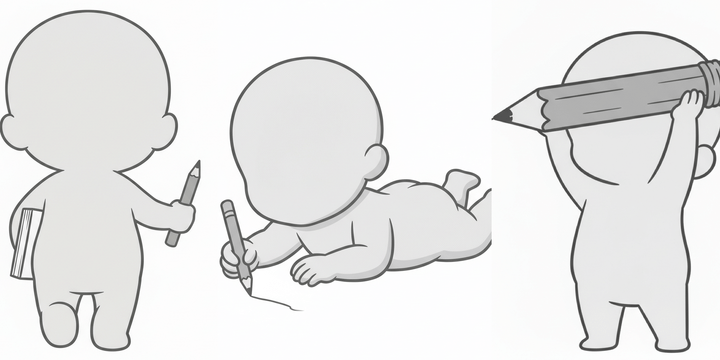 [Free Download] Children’s Poses Holding a Pencil — Copainter users can use it for free, including commercial use.