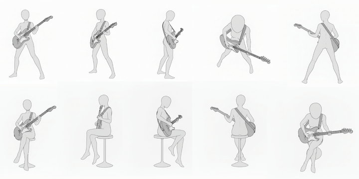 [Free Download] Pose Pack: Women Playing Guitar — copainter users can use it free of charge, including for commercial use.