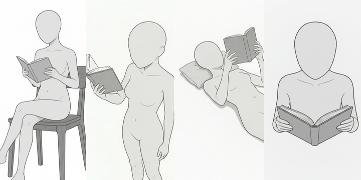 [Free] Female Reading Poses Collection — Free Commercial Use for copainter Users