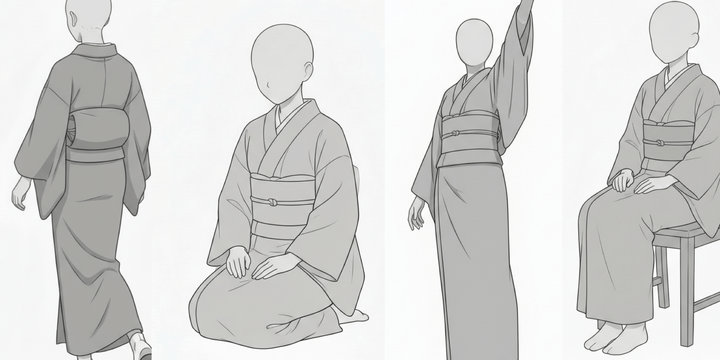 [Free] Kimono Female Poses Collection — Free Commercial Use for copainter Users