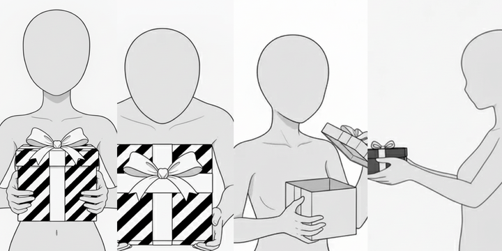 [Free Download] Woman Holding a Present Pose Pack — Commercial Use Allowed (Free) for copainter Users