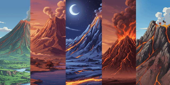 【Free Download】Volcano Background Illustration (Wide Format) — Copainter Users: Free to Use, Commercial Use Allowed