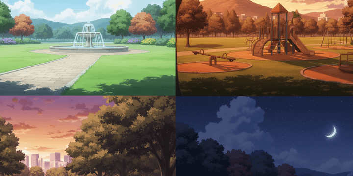 【Free Download】Park Background Illustration (Wide Format) — Copainter Users: Free to Use, Commercial Use Allowed