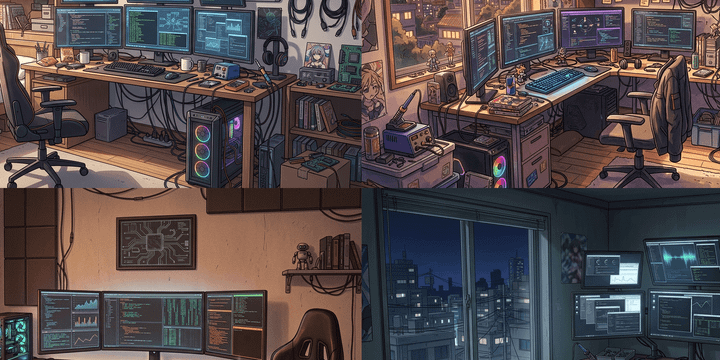 【Free Download】Room with a Computer Background Illustration (Landscape) Free for copainter users, with commercial use allowed at no cost.