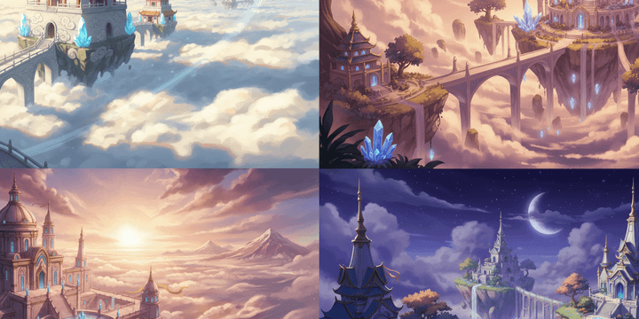 【Free Download】Sky Temple Background Illustration (Wide Format) — Copainter Users: Free to Use, Commercial Use Allowed