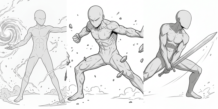 [Free Download] Male Battle Pose Collection — Free for Copainter Users, Including Commercial Use