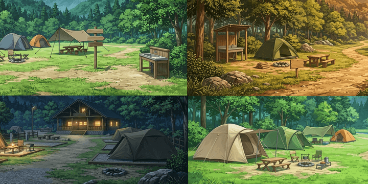 [Free Download] Campsite Background Illustration (Horizontal) — Free for commercial use by Copainter users.