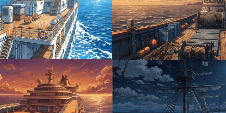 [Free Distribution] Ship Deck Background Illustration / Wide Format — copainter Users May Use Commercially and Free of Charge