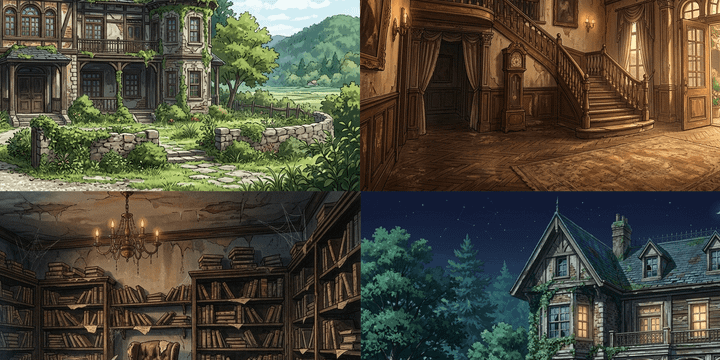 [Free Download] Old Mansion Background Illustrations (Widescreen) — Free for Commercial Use by copainter Users