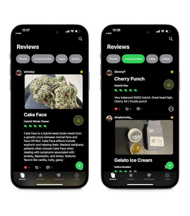 The home page and filter functionality of Cannoisseur