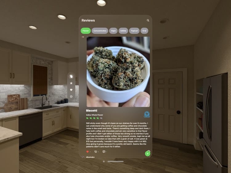 A screenshot of a visionOS prototype for Cannoisseur