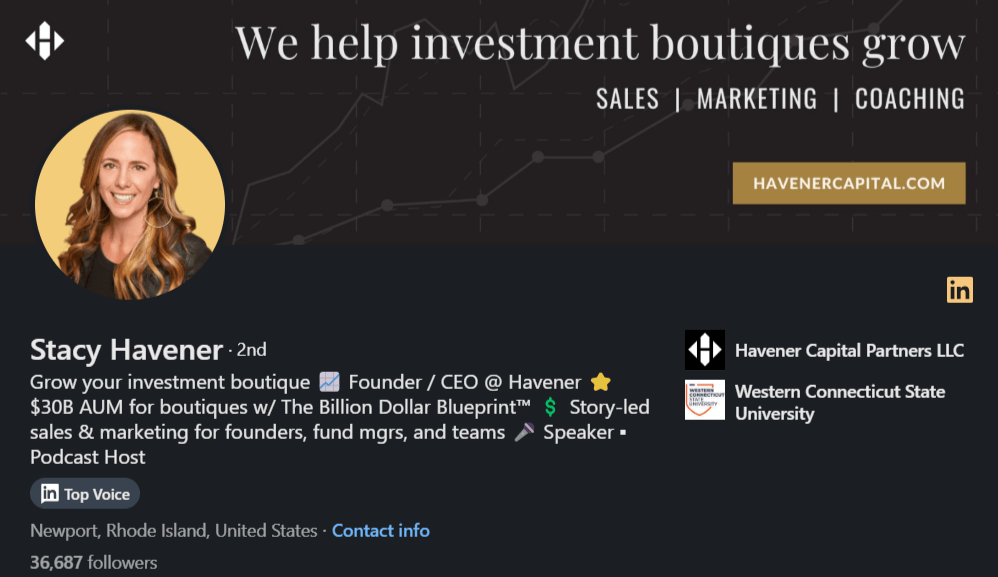 Stacy Havener, sales and marketing coach for investment boutiques