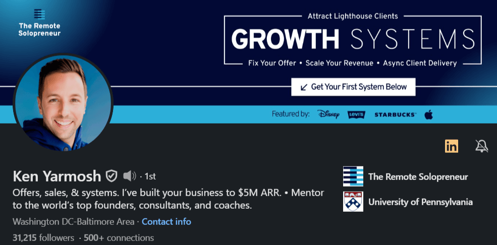 Ken Yarmosh's LinkedIn profile