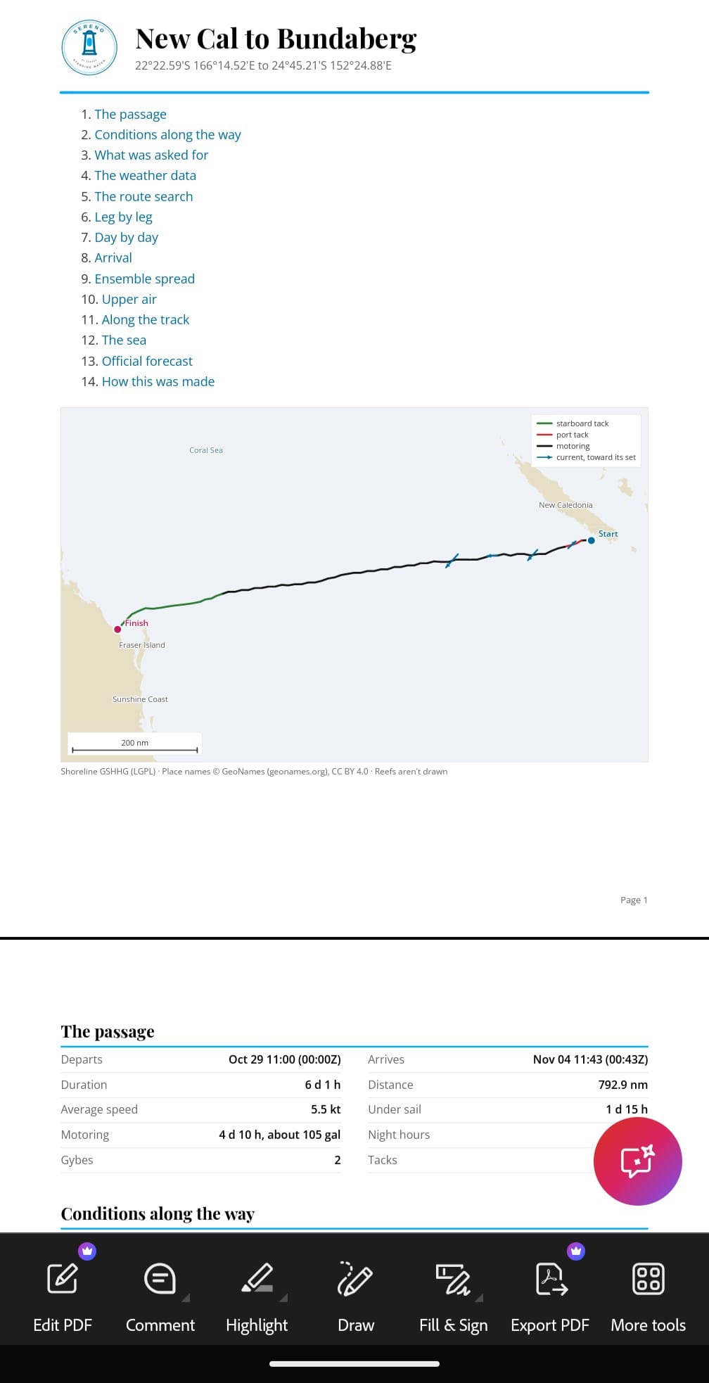 first page of a route PDF