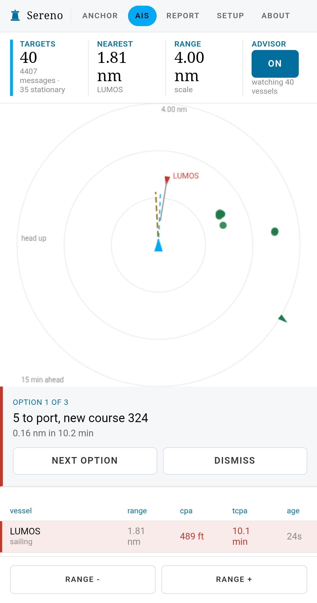 advisor plot with the suggested course