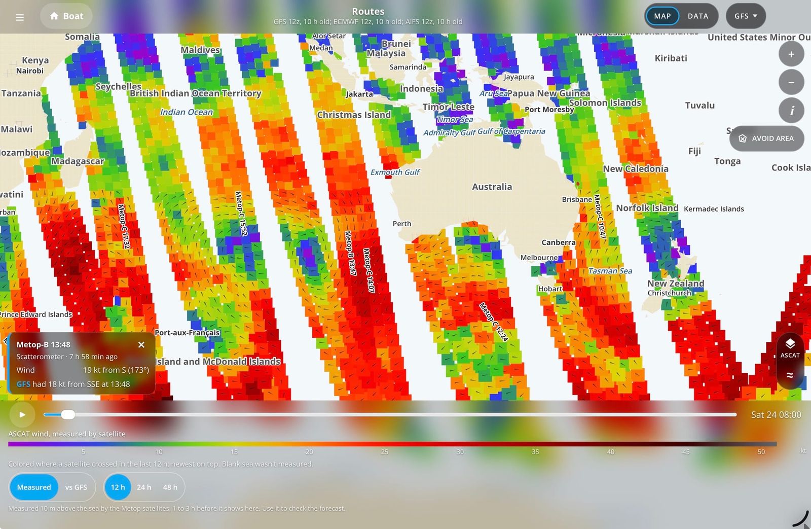 map with the ASCAT layer on
