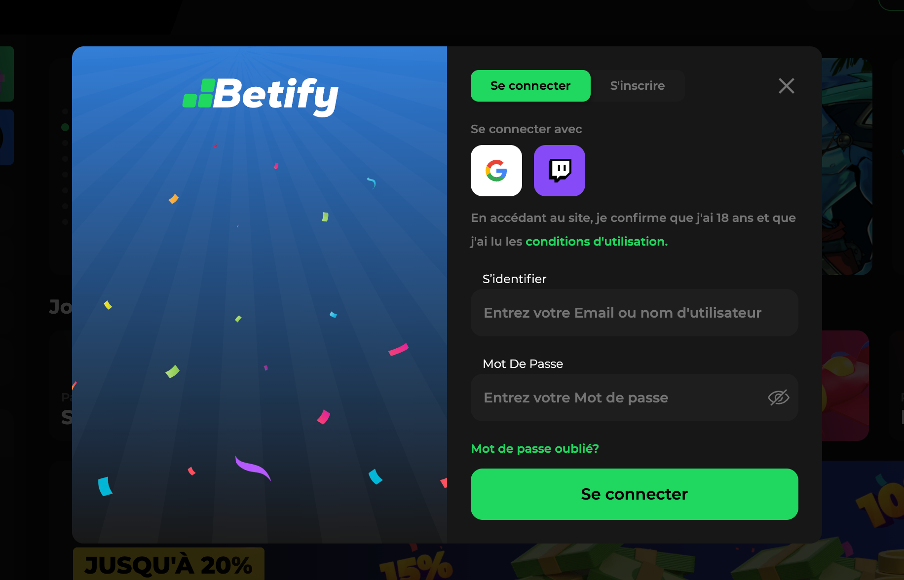 Betify5 SH Connexion