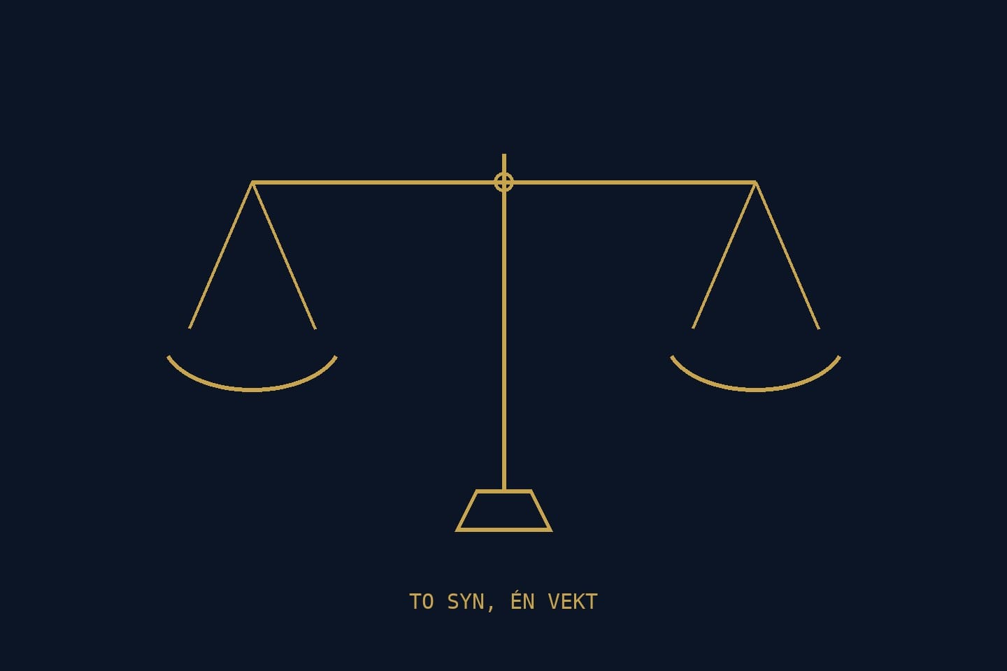 To syn, én vekt i balanse. Grafikk: Mantelen.