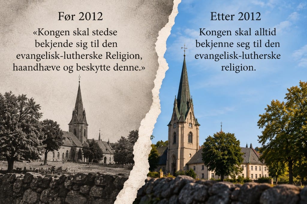 Bekjennelsesplikten før og etter 2012. KI-generert illustrasjon.