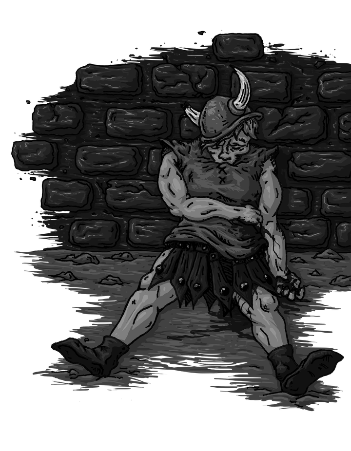 A dead guy in a dungeon.