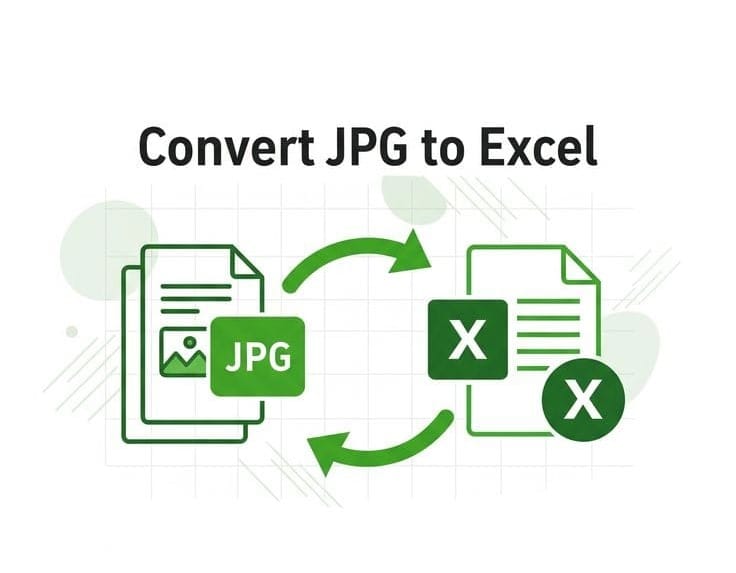 Illustration of JPG and Excel conversion