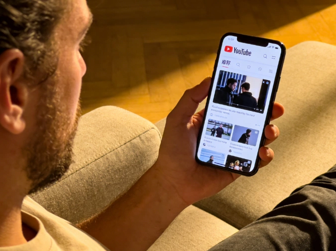 A Man Watching Youtube Videos