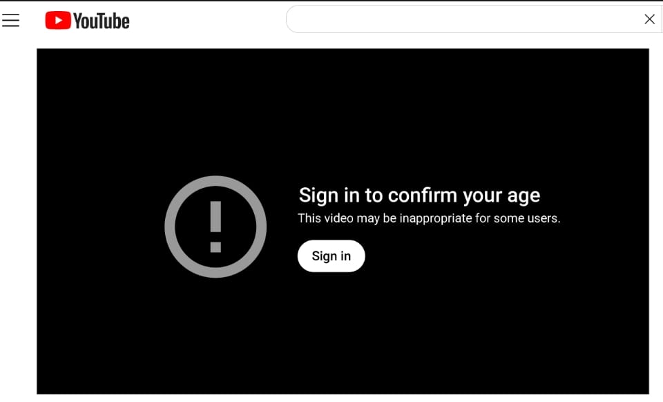 Youtube: Sign in to Confirm Your Age